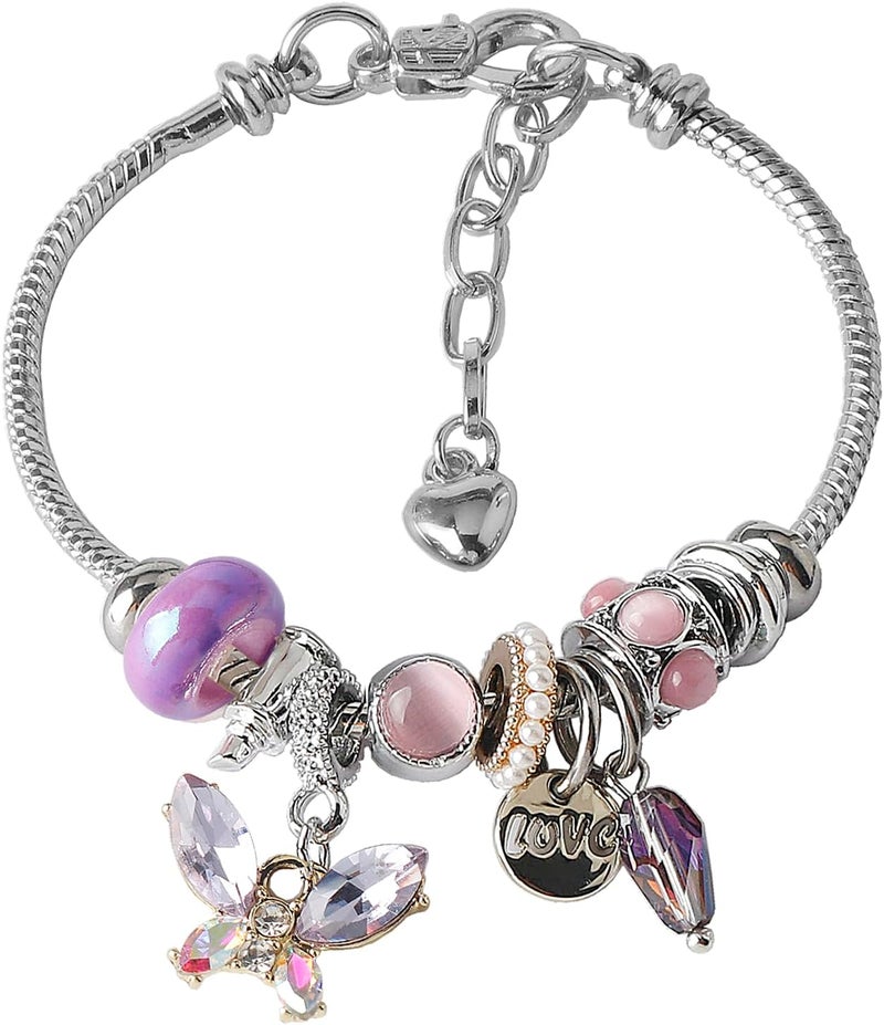 DS Charm Bracelets for girls,exquisite cute cartoon friendship Silver bracelets Stainless Steel Bangle with birthday Gift box, Adjustable girls jewelry Suitable for holiday gifts - Image 1